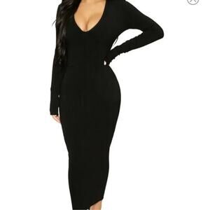 Naked Wardrobe Black Long Sleeve Dress